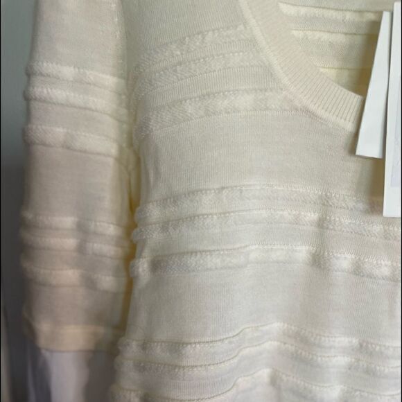 Veronica Beard Juni Merino Wool Sweater in Ivory Color .Size L - Picture 6 of 13